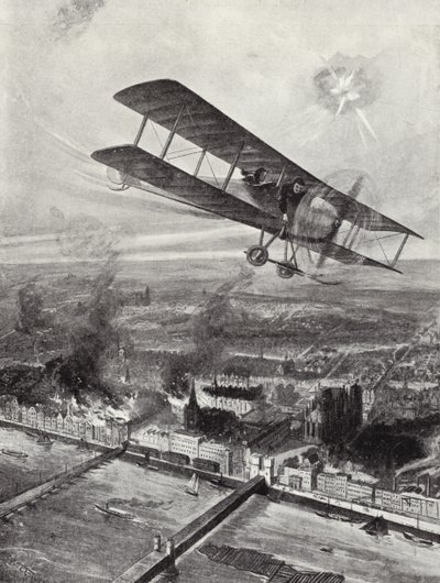 El líder de escuadrón Spenser Grey volando sobre Colonia, 8 de octubre de 1914 de W. Avis